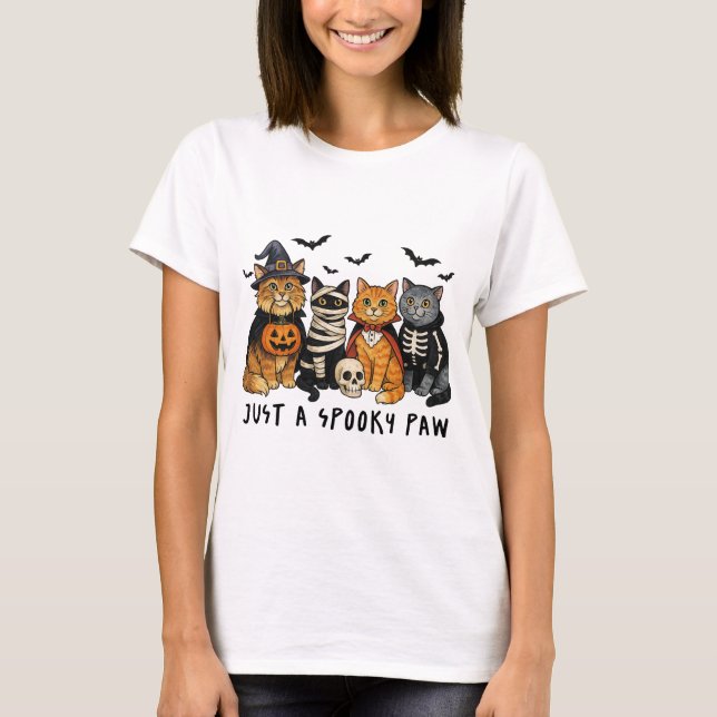 Camiseta T-shirt Halloween, Just a Spooky paw (Frente)