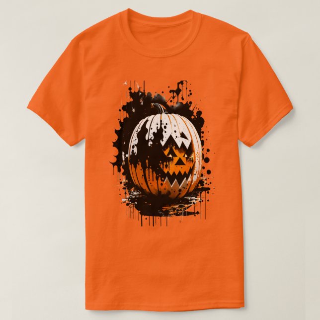 Camiseta T-Shirt Halloween Scary Pumpkin Holiday (Frente do Design)