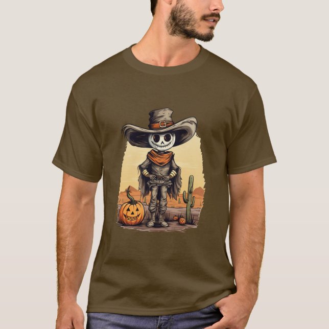 Camiseta T-shirt Halloween Skeleton Citrouille (Frente)