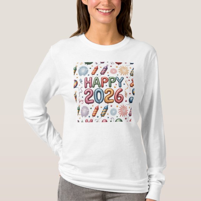 Camiseta T-Shirt-Happy New Year 2026 Matching Family (Frente)