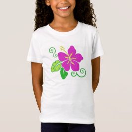 Camiseta T-shirt havaiano da flor do hibiscus das meninas