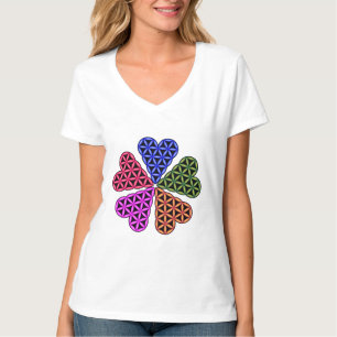 Camiseta T-Shirt - 'Heart of Life x5', 3D, Colorido.