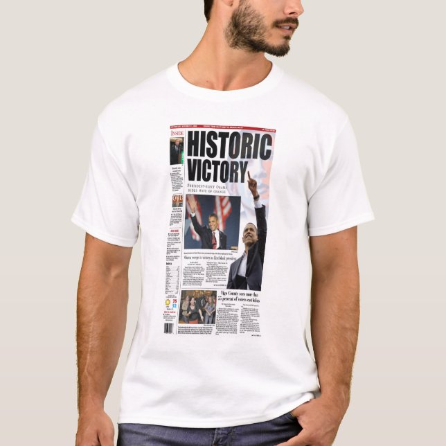Camiseta T-shirt histórico da vitória de Obama (Frente)
