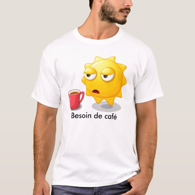 Camiseta T-shirt homem necessidade de café (Frente)