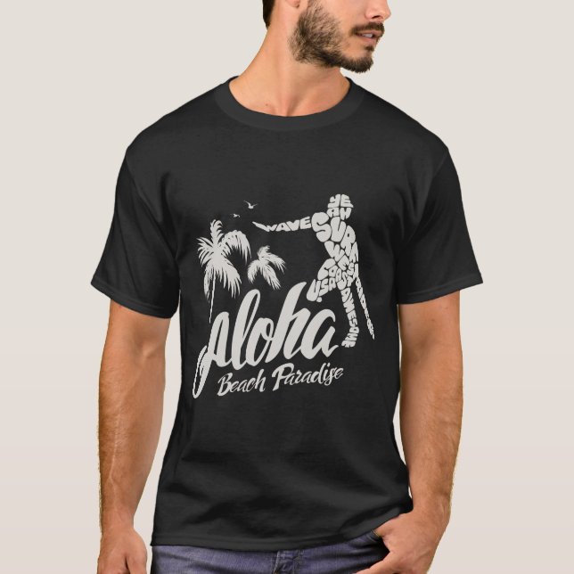 Camiseta T-shirt homme. Aloha. Beach paradise. Hawaï  (Frente)