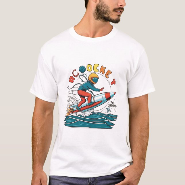 Camiseta T-shirt/ Hoodies - "Rocket Surfing" - design de lo (Frente)