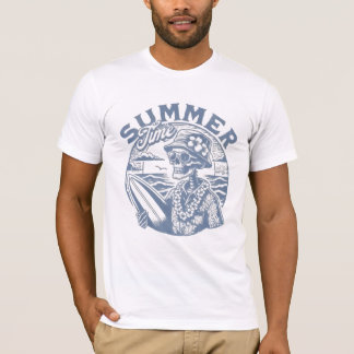 Camiseta T-Shirt Horário de Verão com Surfer de Retro Skele