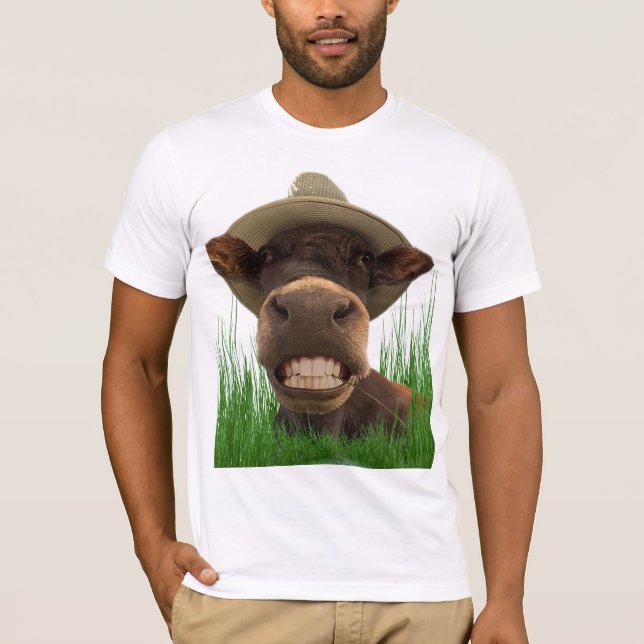 Camiseta T-shirt humor vaca aos dentes brancos (Frente)