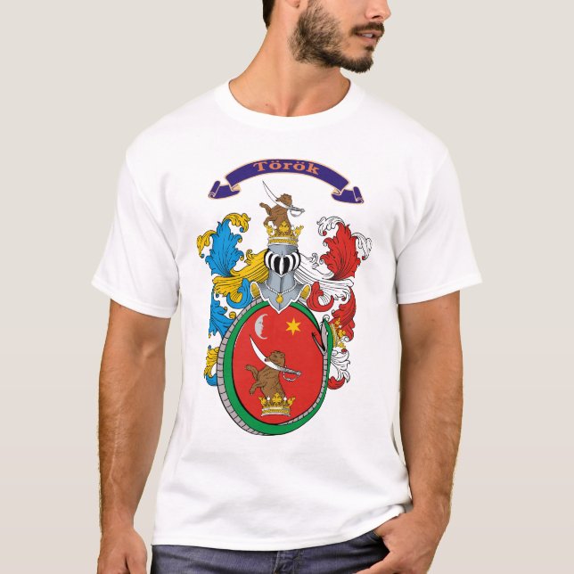 Camiseta T-shirt húngaro da brasão da família de Torok (Frente)