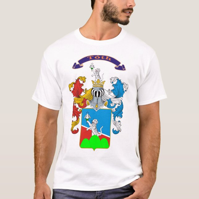 Camiseta T-shirt húngaro da brasão da família de Toth (Frente)