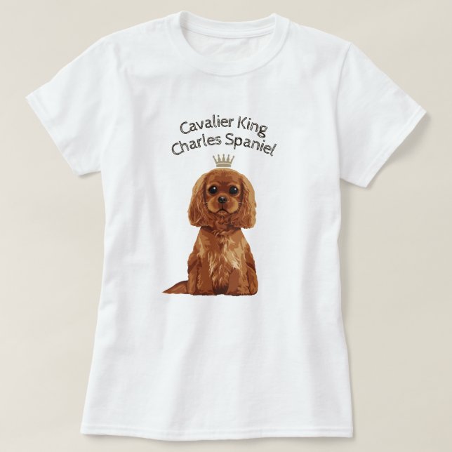 Camiseta T-shirt ilustrado descuidado do Spaniel de rei (Frente do Design)