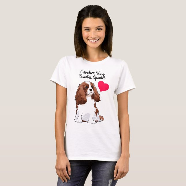 Camiseta T-shirt ilustrado descuidado do Spaniel de rei (Frente Completa)