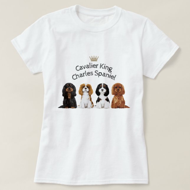 Camiseta T-shirt ilustrado descuidado do Spaniel de rei (Frente do Design)