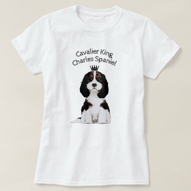 Camiseta T-shirt ilustrado descuidado do Spaniel de rei (Frente do Design)