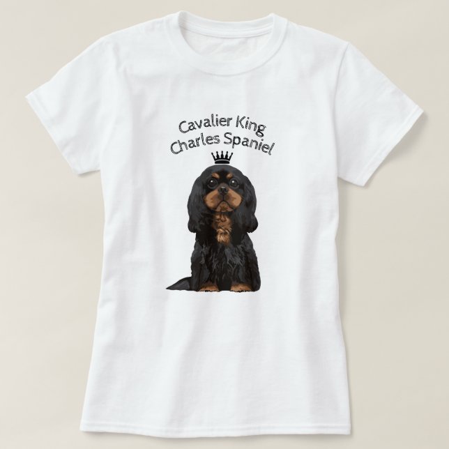 Camiseta T-shirt ilustrado descuidado do Spaniel de rei (Frente do Design)
