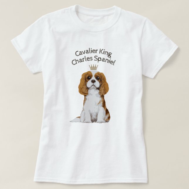 Camiseta T-shirt ilustrado descuidado do Spaniel de rei (Frente do Design)