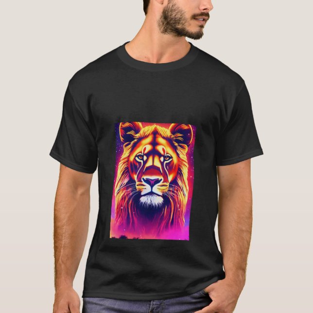 Camiseta T-shirt impressa com leões (Frente)