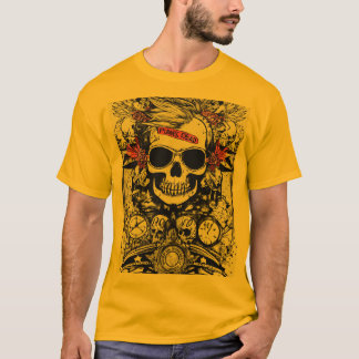 Camiseta T-Shirt Impresso de Caveira Ociosa Negrito e Gráfi