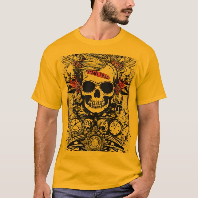 Camiseta T-Shirt Impresso de Caveira Ociosa Negrito e Gráfi (Frente)