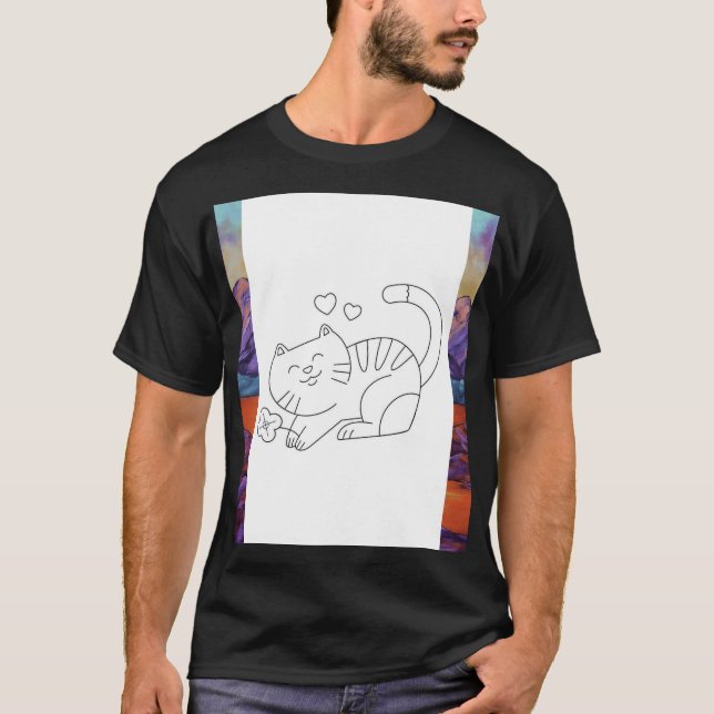 Camiseta T-Shirt Impresso De Gato (Frente)