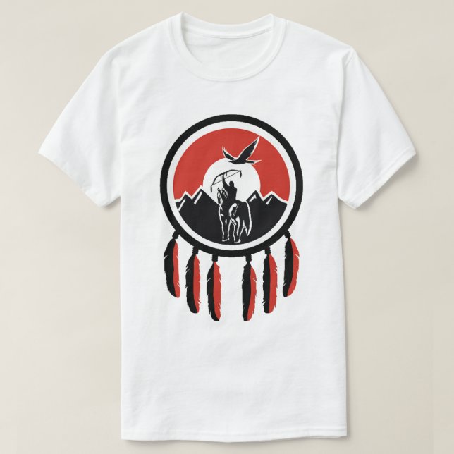 Camiseta T-shirt indiano do protetor do nativo americano (Frente do Design)