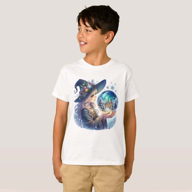 Camiseta (T-shirt) Infantil Bruxa Natalina (Frente Completa)
