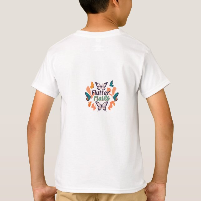 Camiseta T-shirt infantil desenhada com "Flores de Flutuaçã (Verso)