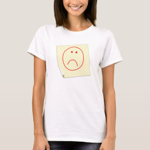 Camiseta T-shirt infeliz da nota de post-it da cara
