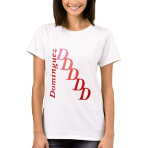 t-shirt - Inicial em tons de vermelho com Sobrenom