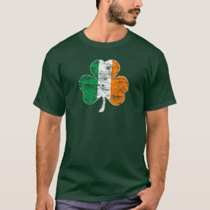 Camiseta T-shirt irlandês desvanecido do trevo da bandeira
