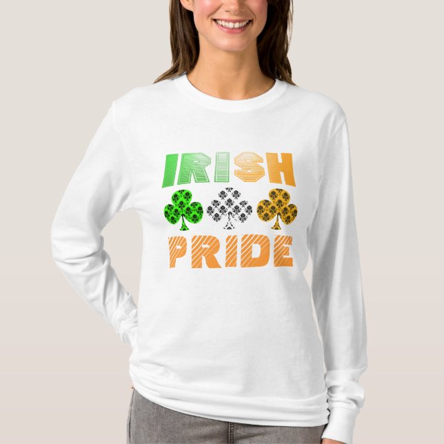 Camiseta T-shirt irlandês do damasco do orgulho do dia de (Frente)