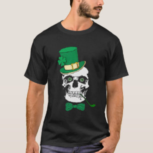 Camiseta T-shirt irlandês do preto do crânio