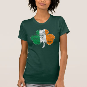 Camiseta T-shirt irlandês do trevo da bandeira (afligido)
