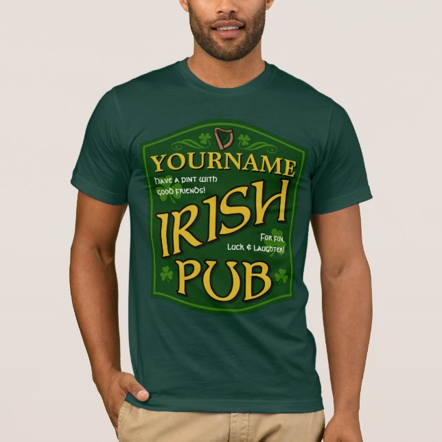 Camiseta T-shirt irlandeses personalizados do sinal do bar (Frente)