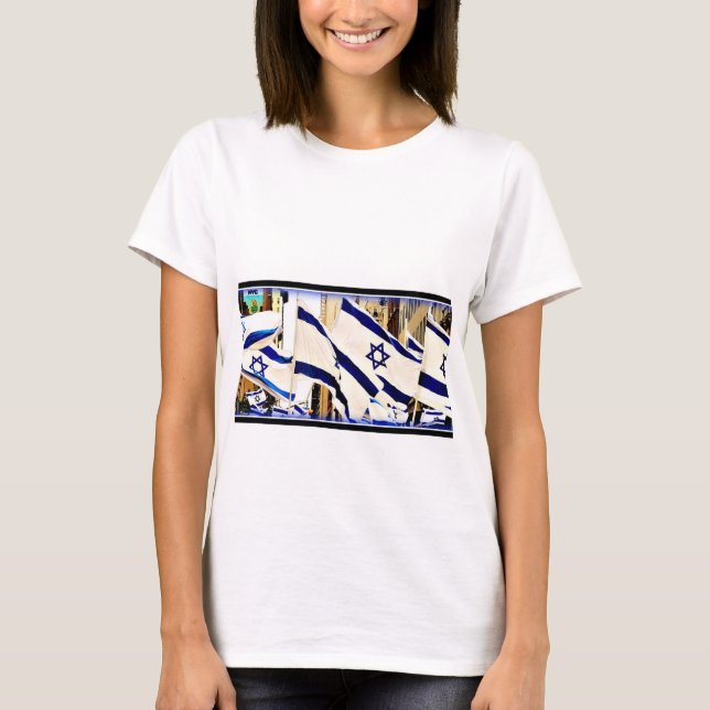 Camiseta T-shirt israelita da bandeira (Frente)