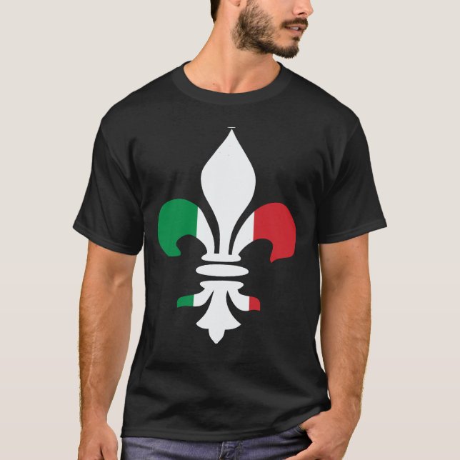 Camiseta T-shirt italiano da flor de lis da bandeira (Frente)