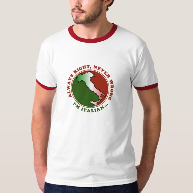 Camiseta T-shirt italiano teimoso engraçado dos homens (Frente)
