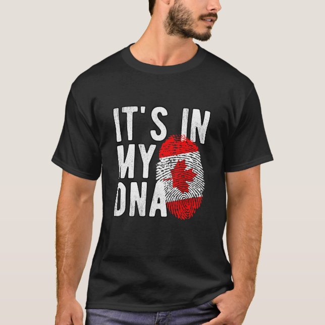 Camiseta T-shirt It's in my DNA canada Flag Fingerprints (Frente)