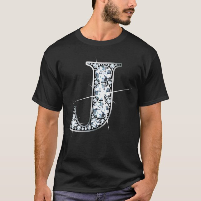 Camiseta T-Shirt "J" Faux-"Diamond Bling" (Frente)