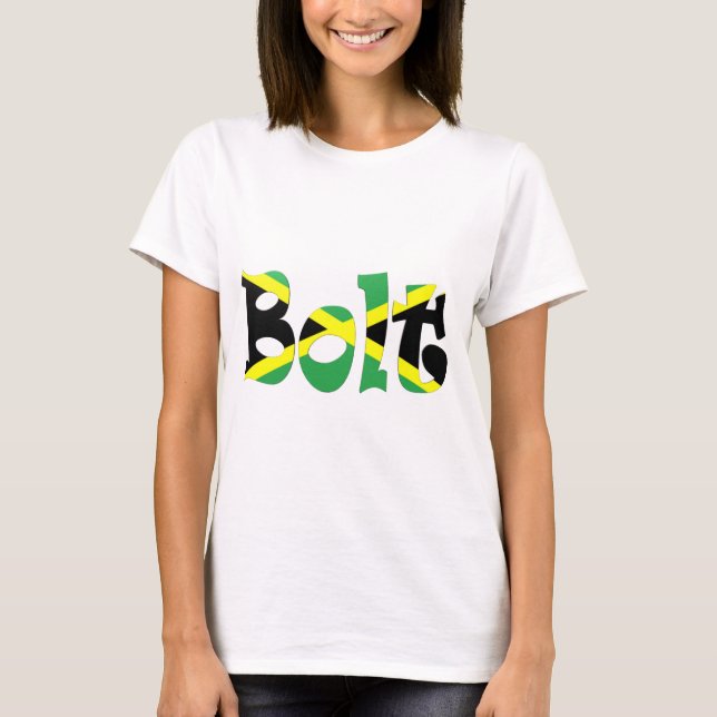 Camiseta T-shirt jamaicano da bandeira de Usain Bolt (Frente)