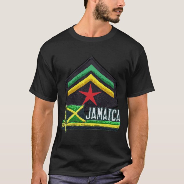 Camiseta T-shirt jamaicano de Rasta da bandeira (Frente)