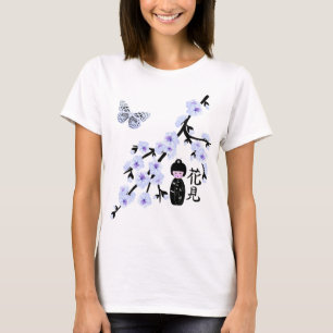 Camiseta T-shirt japonês do caráter 4 da flor de cerejeir