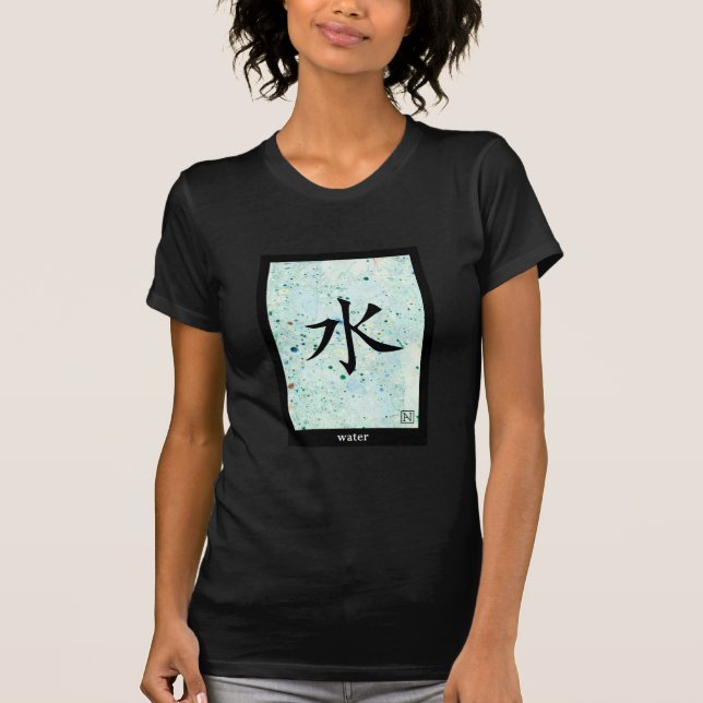 Camiseta T-shirt japonês dos ideograma - água (Frente)