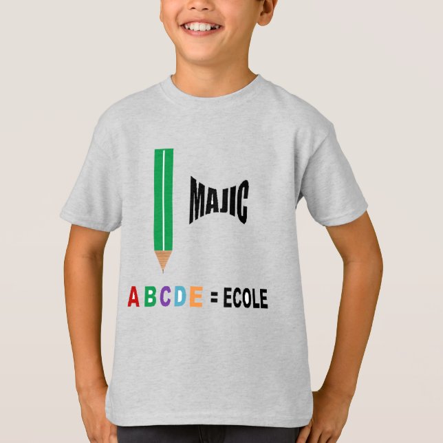 Camiseta T-shirt jersey cinzento urze Magic ESCOLA (Frente)
