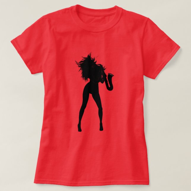 Camiseta T-Shirt Jogadora Saxofone (Frente do Design)