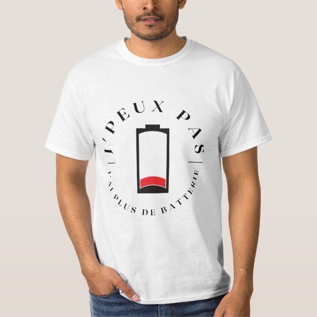 Camiseta T-shirt J'peux pas j'ai plus de batterie (Frente)