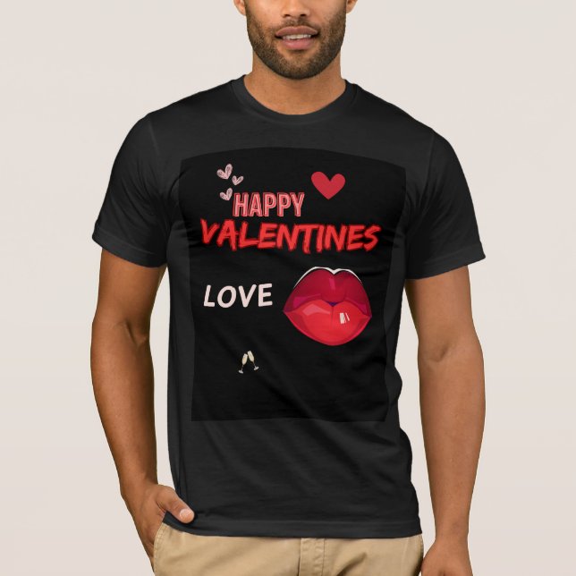 Camiseta T-Shirt Kiss Red-Happy Dia de os namorados-Happy (Frente)