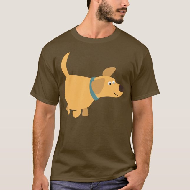 Camiseta T-Shirt Labrador Amarelo-Bonito Cartoon (Frente)