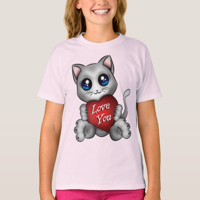 Camiseta T-shirt Le chaton t'aime (Frente)