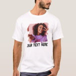 Camiseta T-Shirt Legal Grunge Foto de Texto Personalizado<br><div class="desc">Excelente presente para o seu namorado! T-shirt personalizada que diz a sua própria mensagem personalizada ou texto numa imagem de tipografia legal em tons de grunge num recorte de máscara legal angustiado. Personalização simples e fácil!</div>